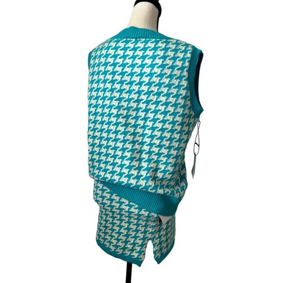 NWT Callahan Ollie Vest & Tash Skirt Matching Set Womens S Turquoise Houndstooth - Picture 6 of 9